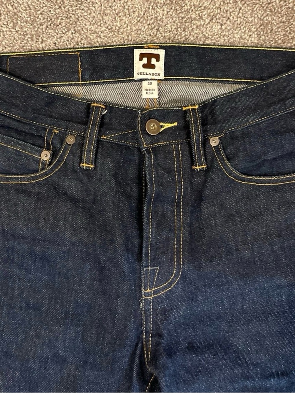 Tellason Indigo Straight-Leg Selvedge Jeans
